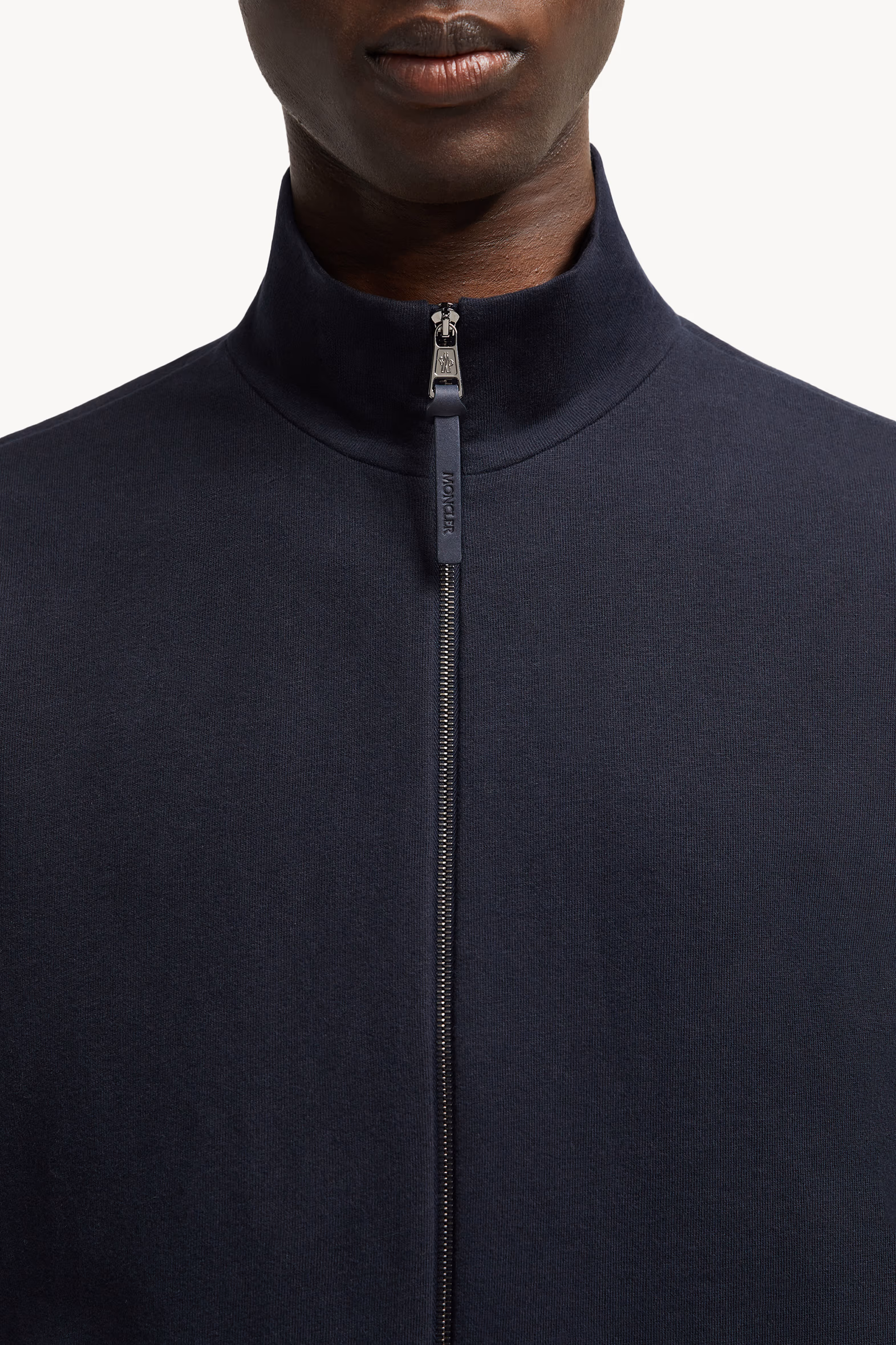 Sweat en coton et cachemire à bordure en daim Hommes Bleu marine Moncler 7
